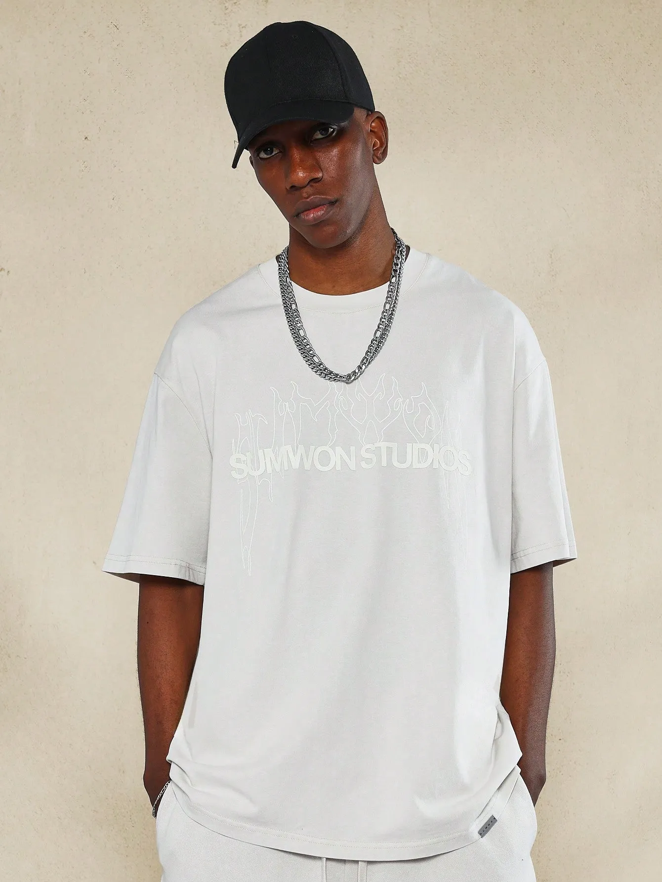 Oversized Fit Washed Tee With Short And Letter Graphic Print 2 Piece Set
