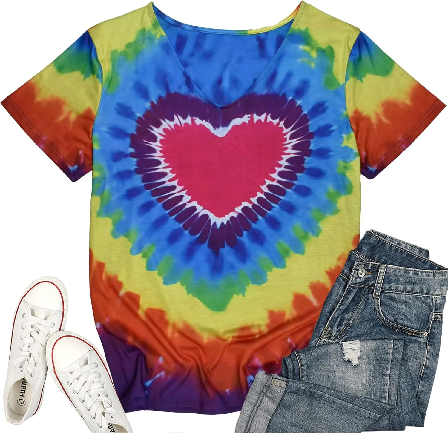 Pride Shirt for Women Rainbow Graphic T-Shirt LGBT Equality Tee Summer Short Sleeve V Neck Tops