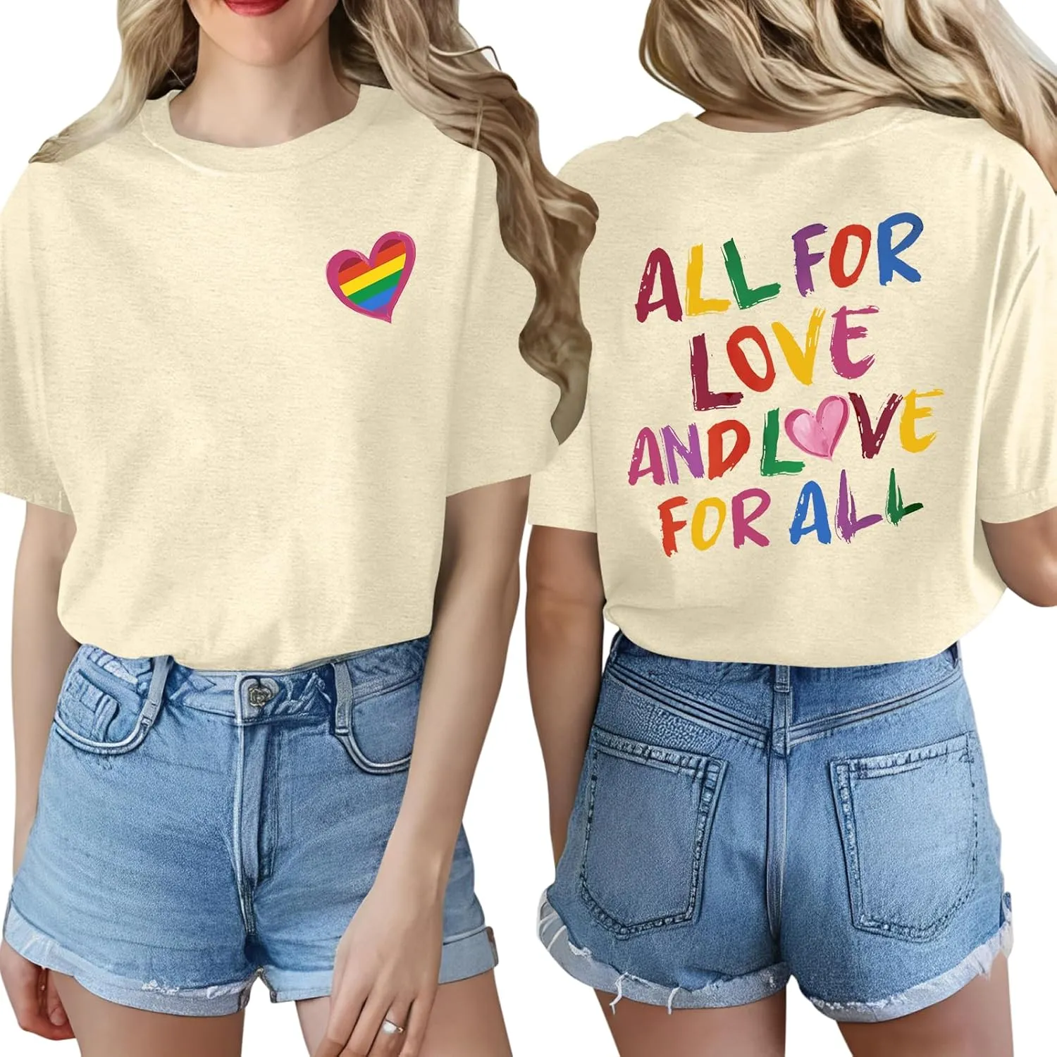 Pride Shirts for Women Lesbian Rainbow Graphic Tees Proud Ally LGBTQ Rainbow T-Shirt Tops