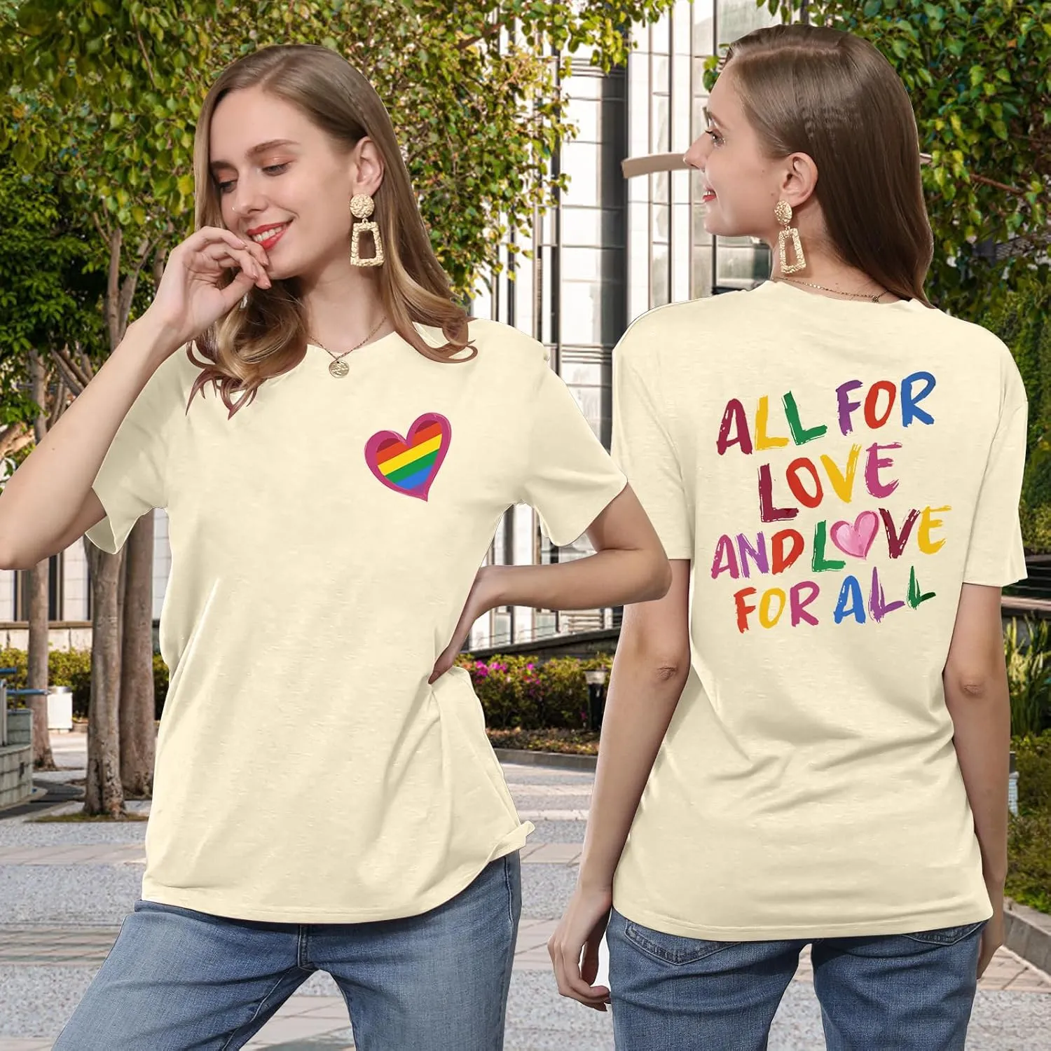 Pride Shirts for Women Lesbian Rainbow Graphic Tees Proud Ally LGBTQ Rainbow T-Shirt Tops