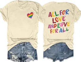 Pride Shirts for Women Lesbian Rainbow Graphic Tees Proud Ally LGBTQ Rainbow T-Shirt Tops