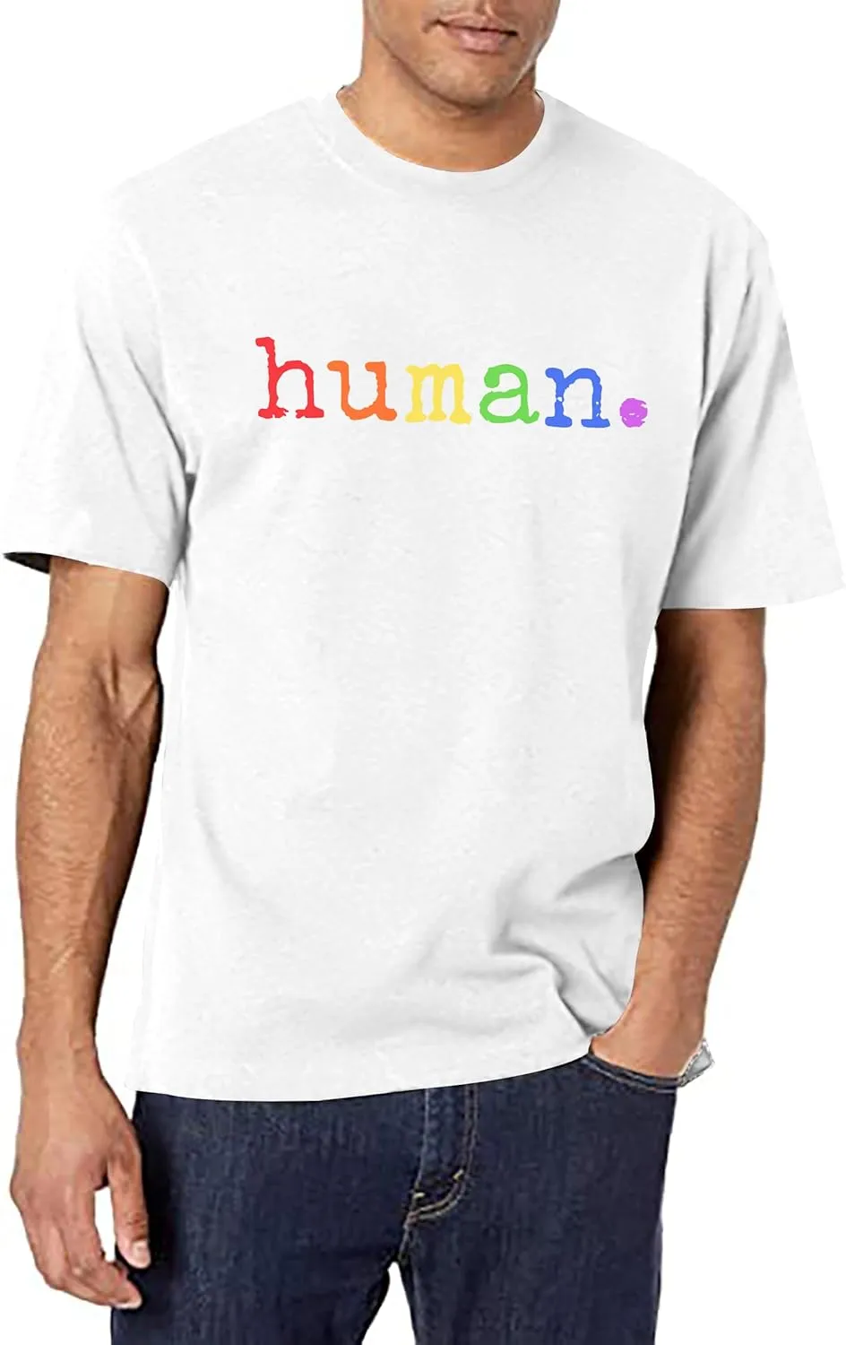 Pride Shirts Men: Human LGBTQ T Shirt Gay Pride Month Shirt Rainbow Graphic Tee LGBT Equality Blouse Tops