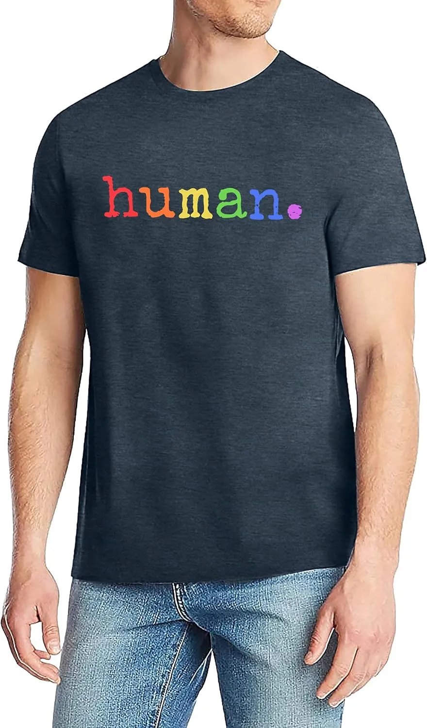 Pride Shirts Men: Human LGBTQ T Shirt Gay Pride Month Shirt Rainbow Graphic Tee LGBT Equality Blouse Tops