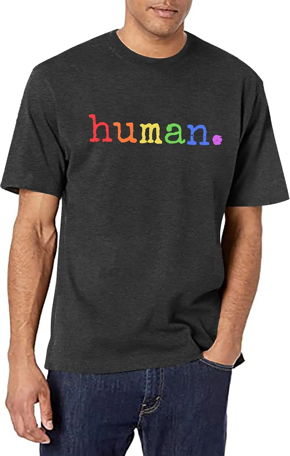Pride Shirts Men: Human LGBTQ T Shirt Gay Pride Month Shirt Rainbow Graphic Tee LGBT Equality Blouse Tops