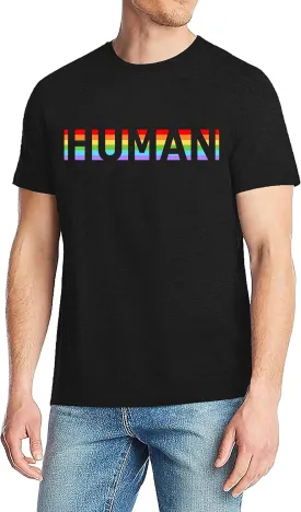 Pride Shirts Men: Human LGBTQ T Shirt Gay Pride Month Shirt Rainbow Graphic Tee LGBT Equality Blouse Tops