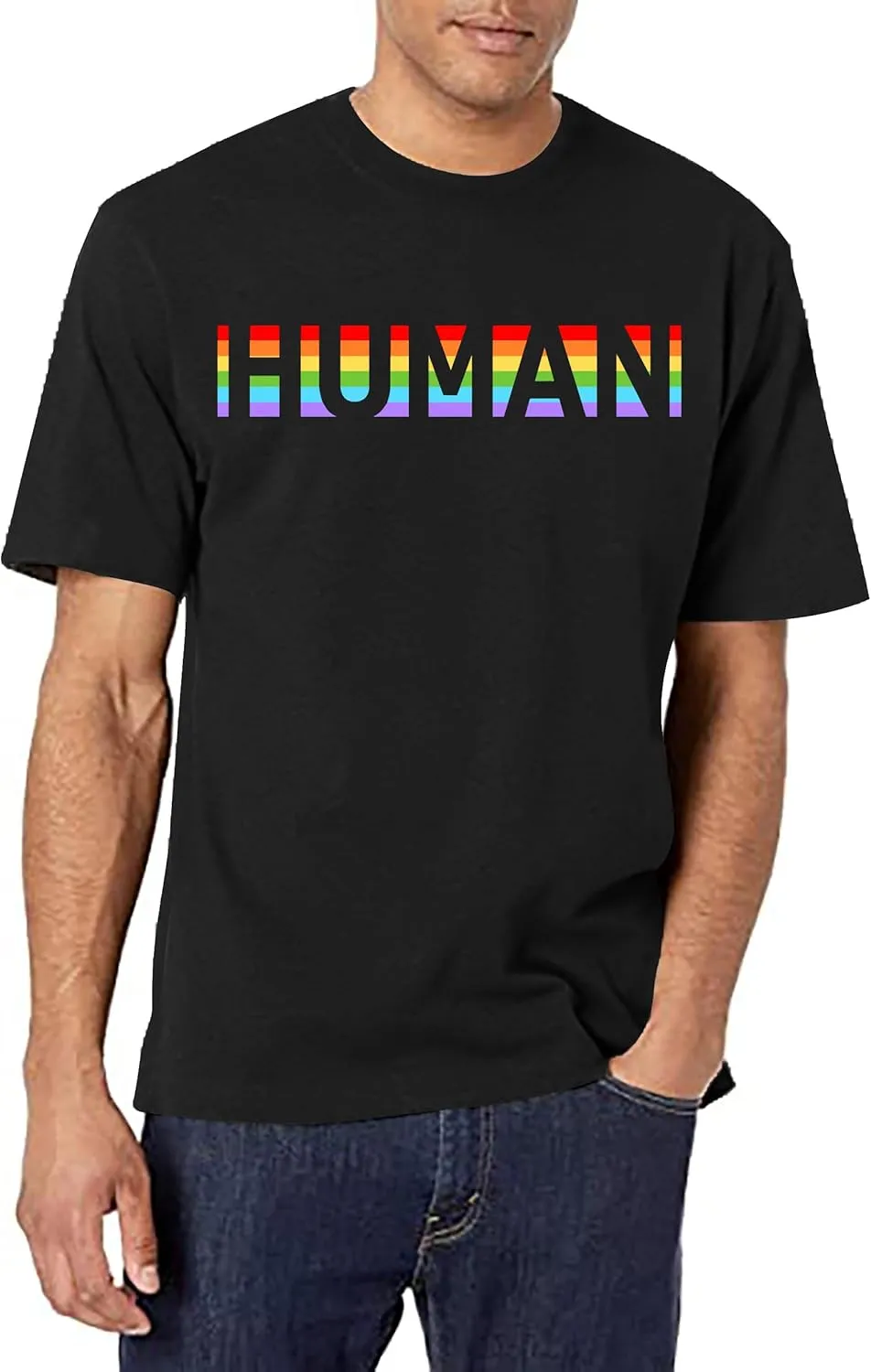 Pride Shirts Men: Human LGBTQ T Shirt Gay Pride Month Shirt Rainbow Graphic Tee LGBT Equality Blouse Tops