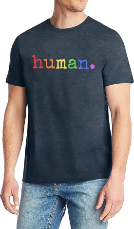 Pride Shirts Men: Human LGBTQ T Shirt Gay Pride Month Shirt Rainbow Graphic Tee LGBT Equality Blouse Tops