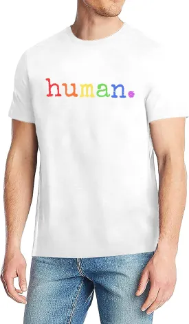 Pride Shirts Men: Human LGBTQ T Shirt Gay Pride Month Shirt Rainbow Graphic Tee LGBT Equality Blouse Tops