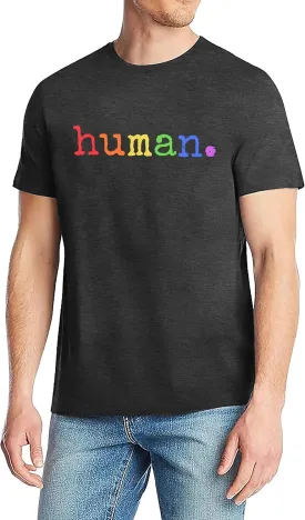Pride Shirts Men: Human LGBTQ T Shirt Gay Pride Month Shirt Rainbow Graphic Tee LGBT Equality Blouse Tops