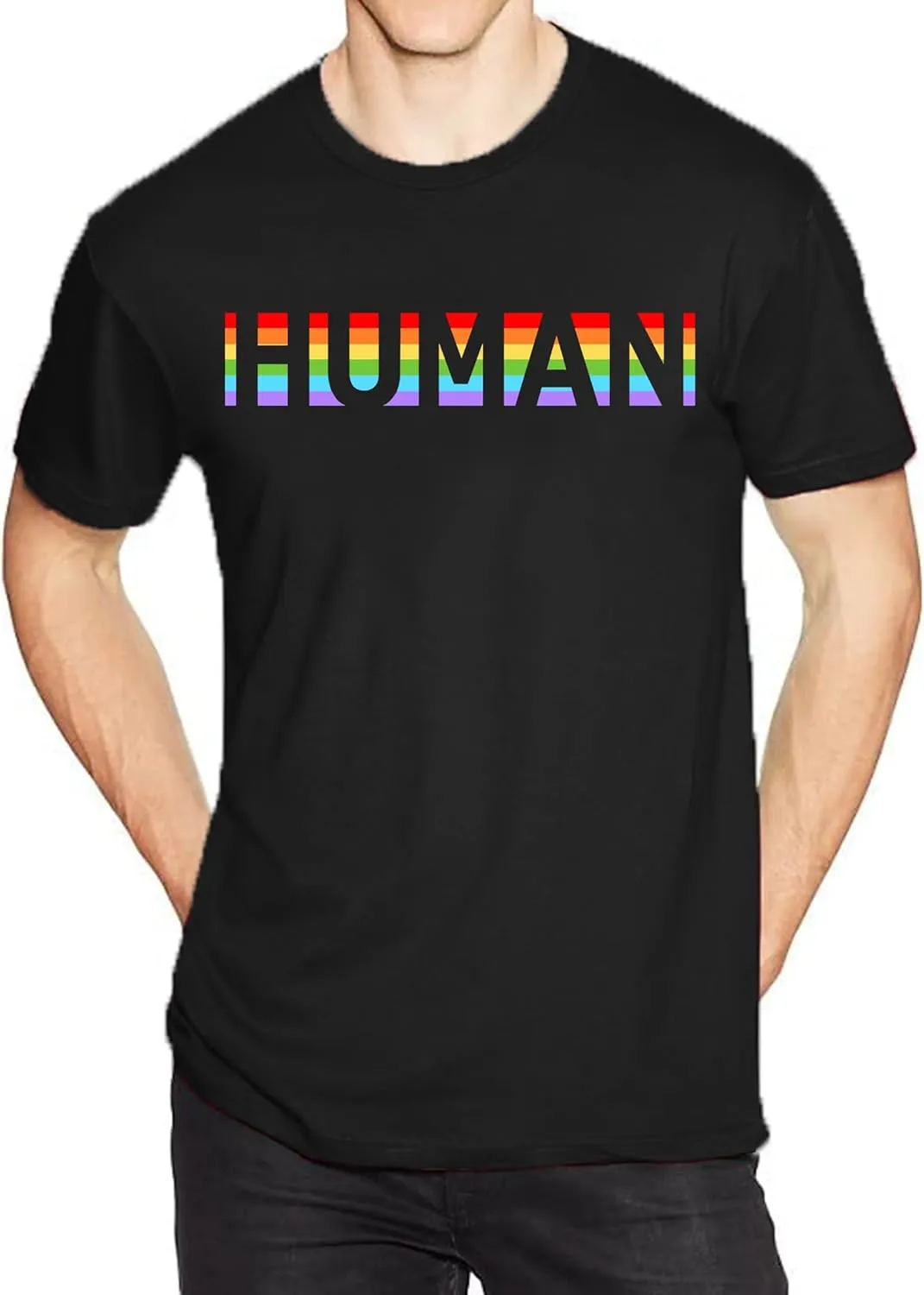 Pride Shirts Men: Human LGBTQ T Shirt Gay Pride Month Shirt Rainbow Graphic Tee LGBT Equality Blouse Tops