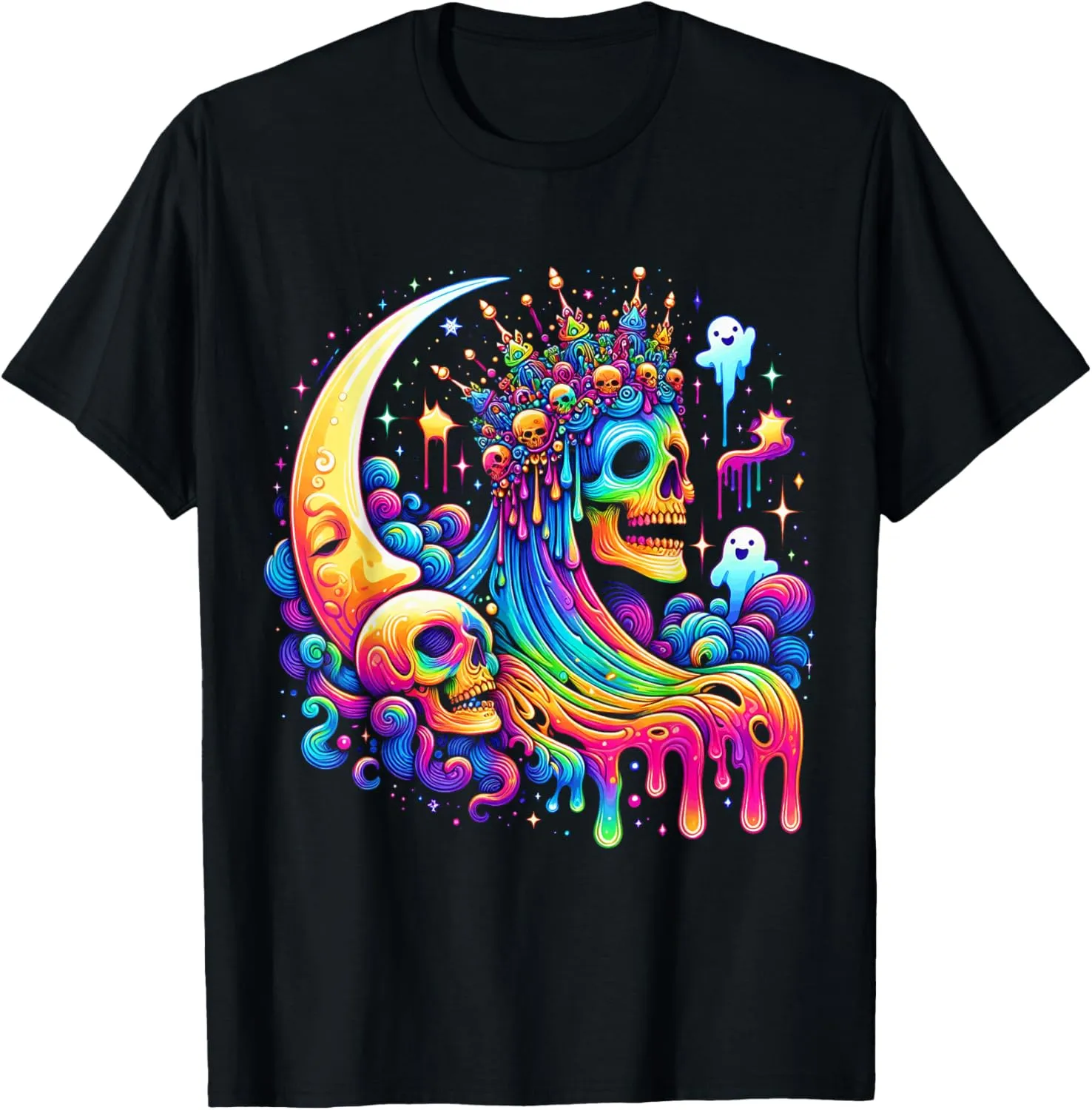 Psychedelic Rainbow Skull Tee EDM Rave Hippie Music Festival T-Shirt