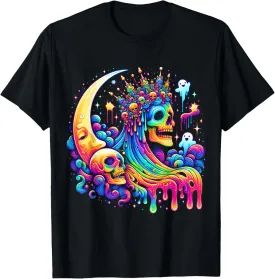 Psychedelic Rainbow Skull Tee EDM Rave Hippie Music Festival T-Shirt