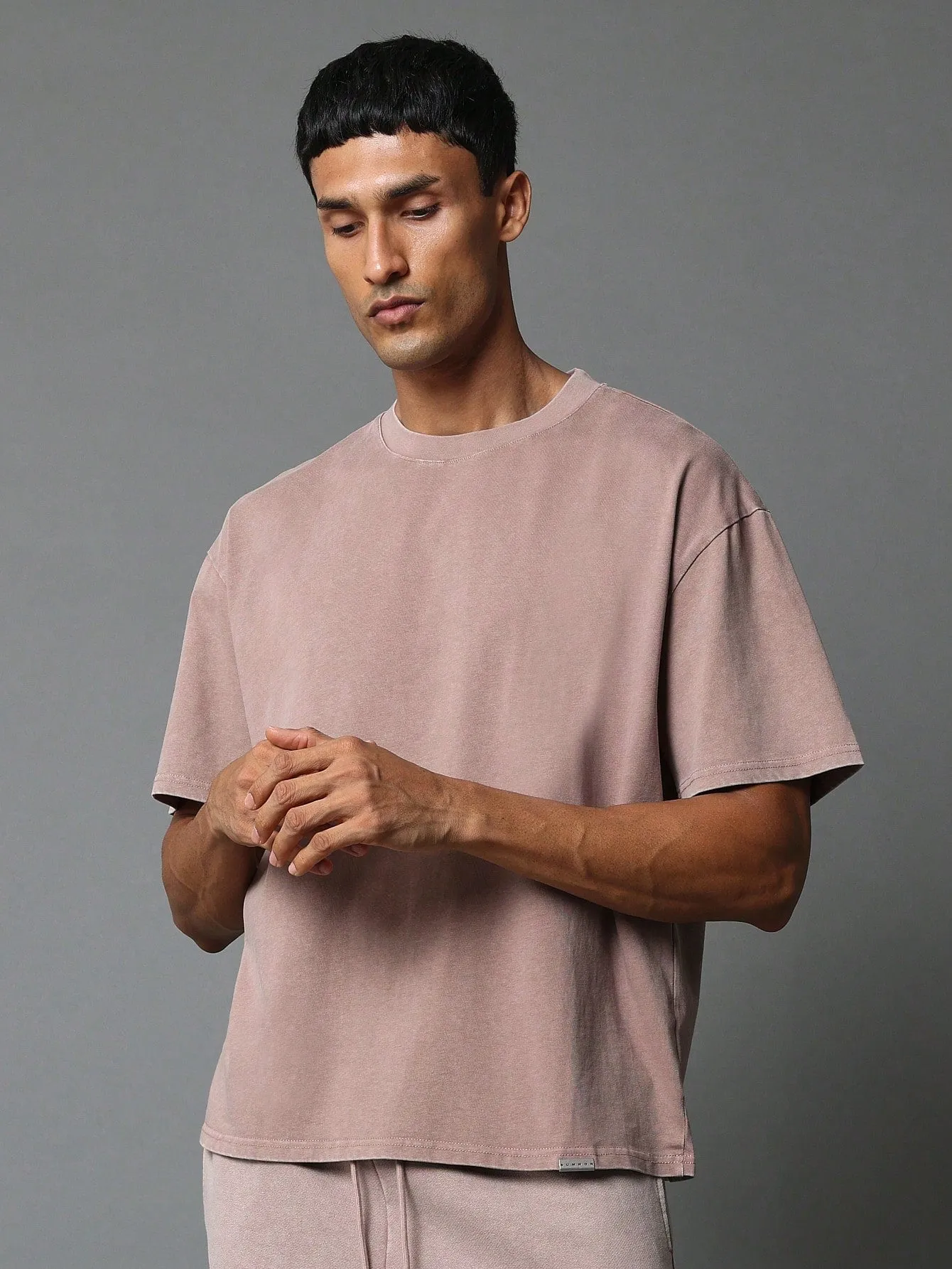 Regular Fit Short Sleeve Washed Tee And Short With Number Graphic Print 2 Piece Set
