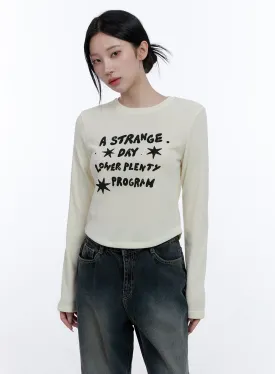 Simple Lettering Long Sleeve Top CD416