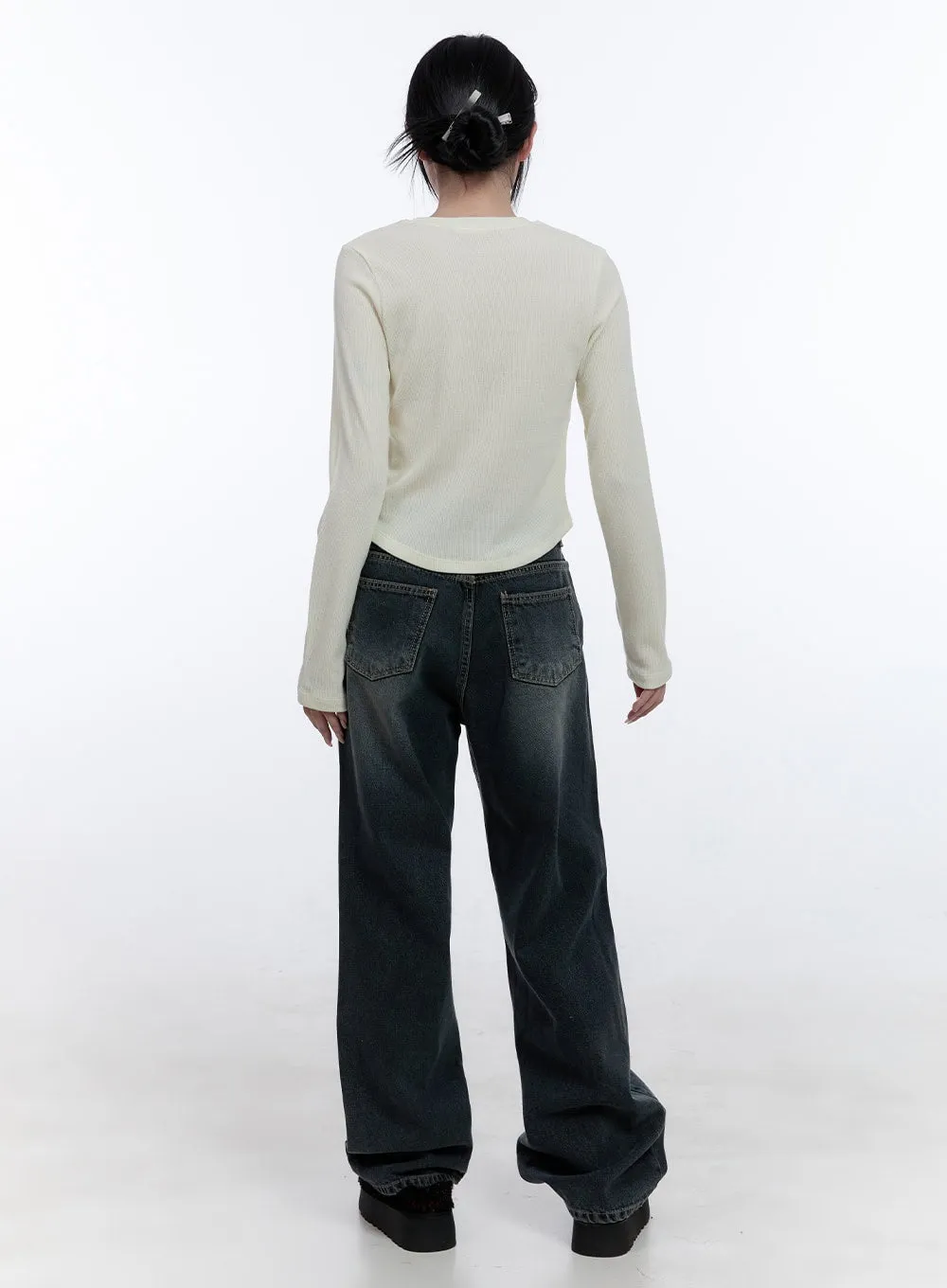 Simple Lettering Long Sleeve Top CD416