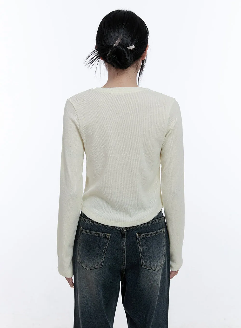 Simple Lettering Long Sleeve Top CD416