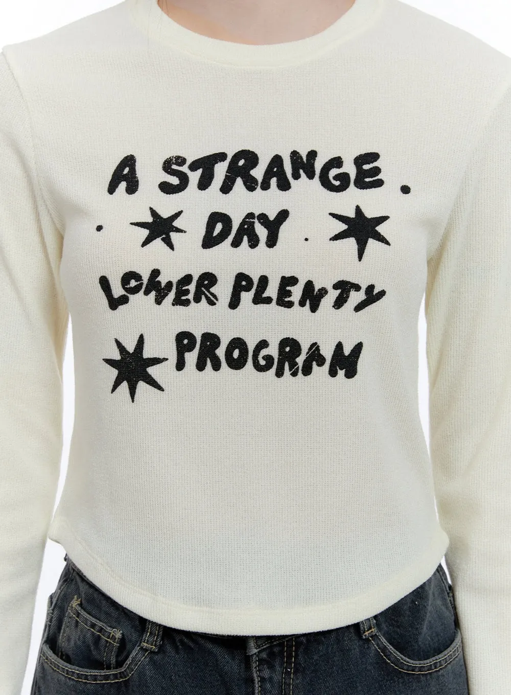 Simple Lettering Long Sleeve Top CD416