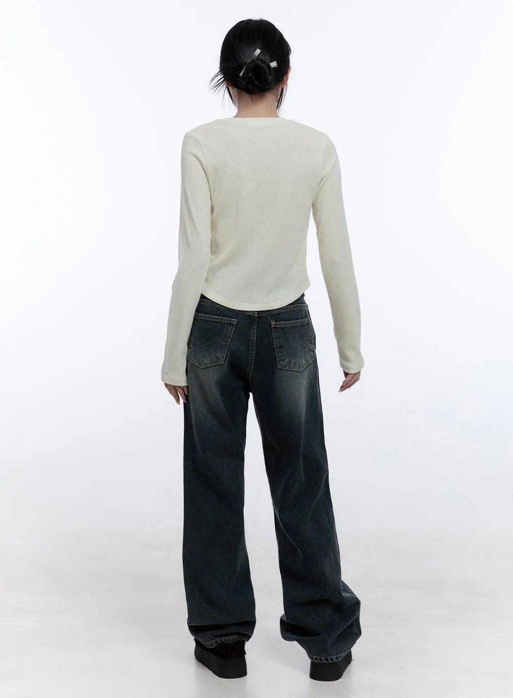 Simple Lettering Long Sleeve Top CD416