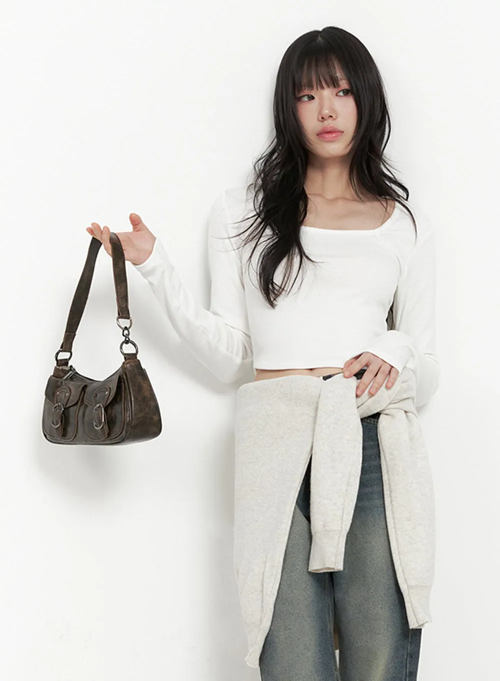 Square Neck Slim-Fit Crop Top ID402