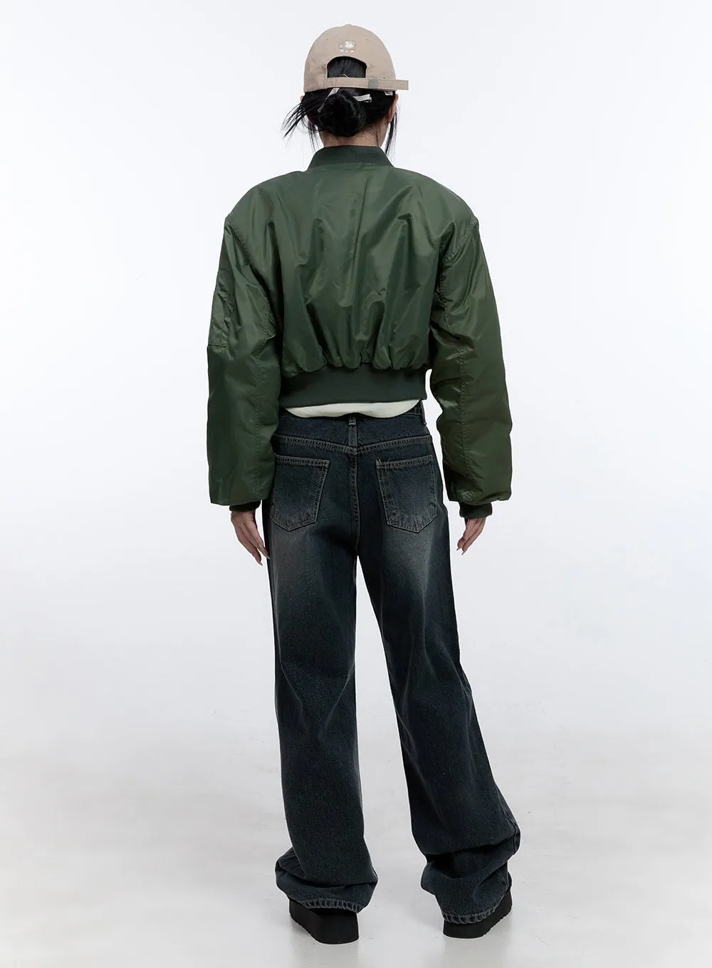 Stylish Solid Zip-Up Bomber Jacket CD416
