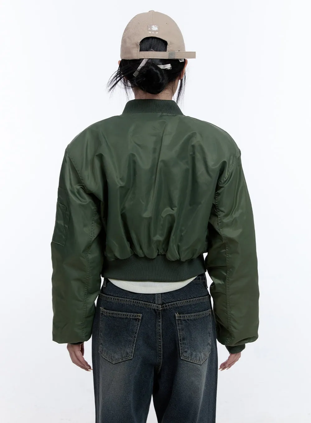 Stylish Solid Zip-Up Bomber Jacket CD416