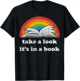 take a look it's in a book reading vintage retro rainbow T-Shirt