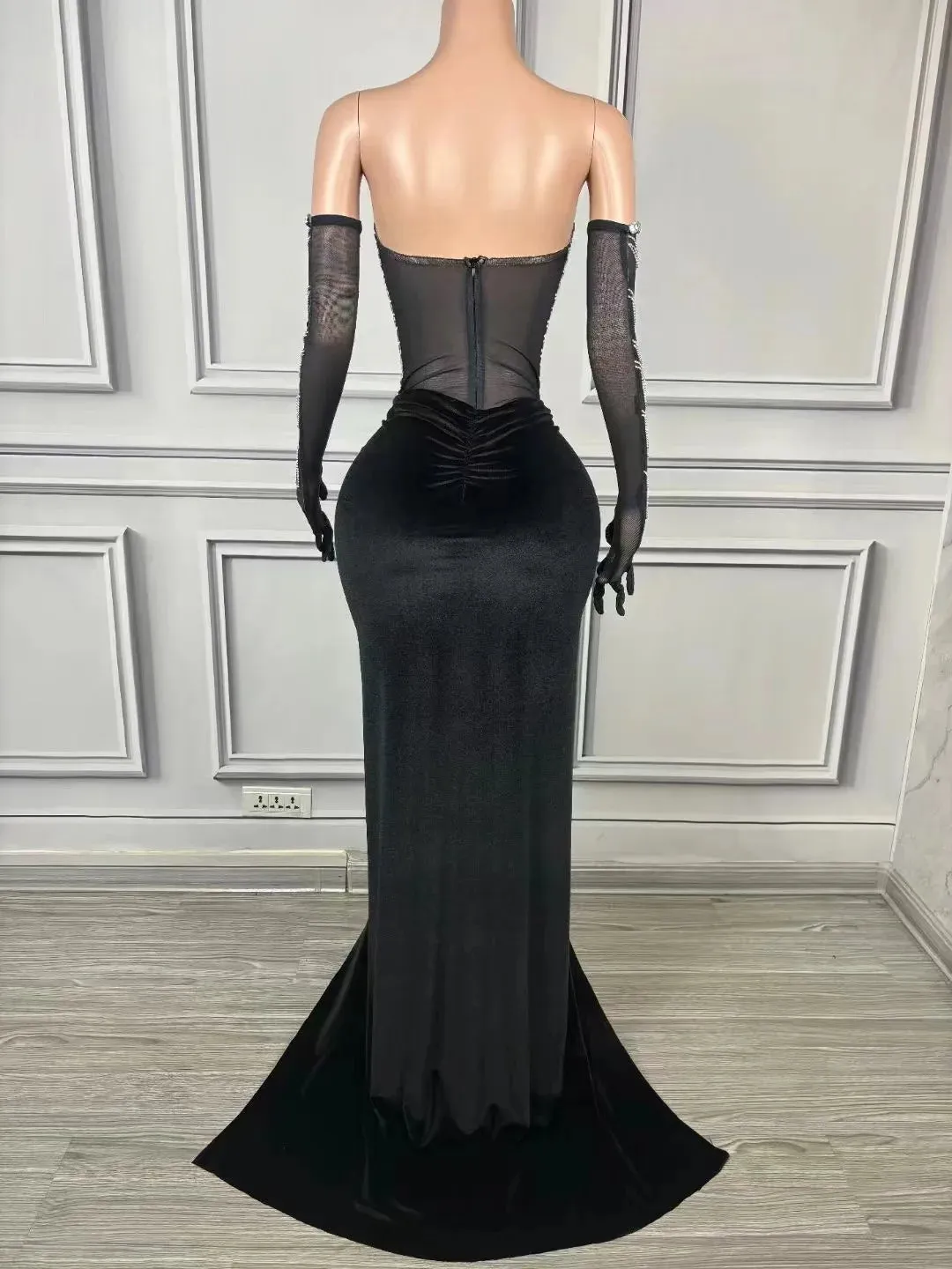 Trend4us Women's Crystal Embellished Corset Gown
