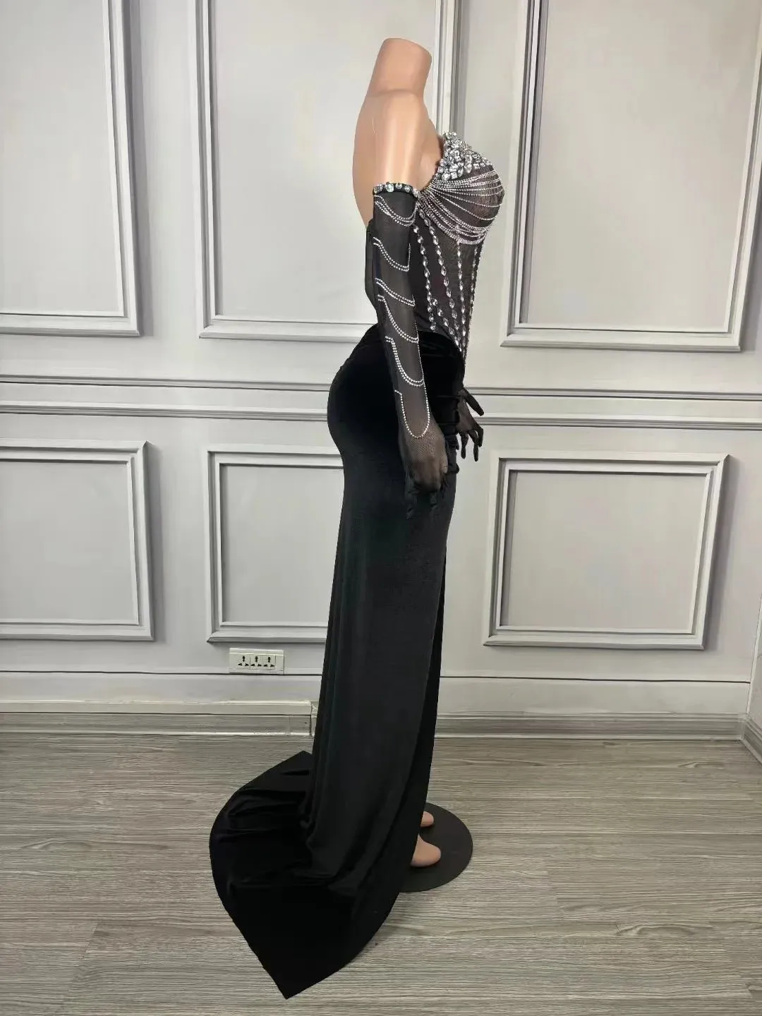 Trend4us Women's Crystal Embellished Corset Gown