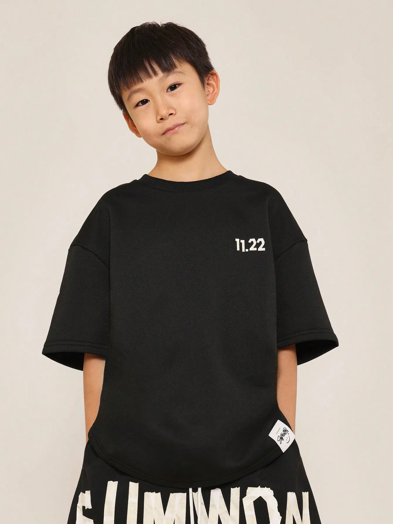 Tween Boys Oversized Fit Tee And Drop Crotch Short With Tape Graphic Print 2 Piece Set Back To School