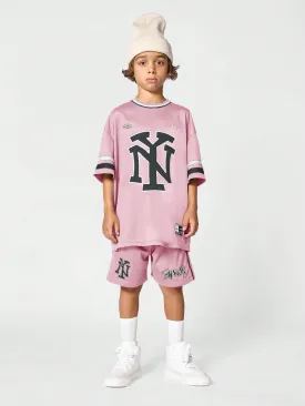 Tween Boys Oversized Fit Tee And Short With Graffiti NY Letter Graphic 2 Piece Set
