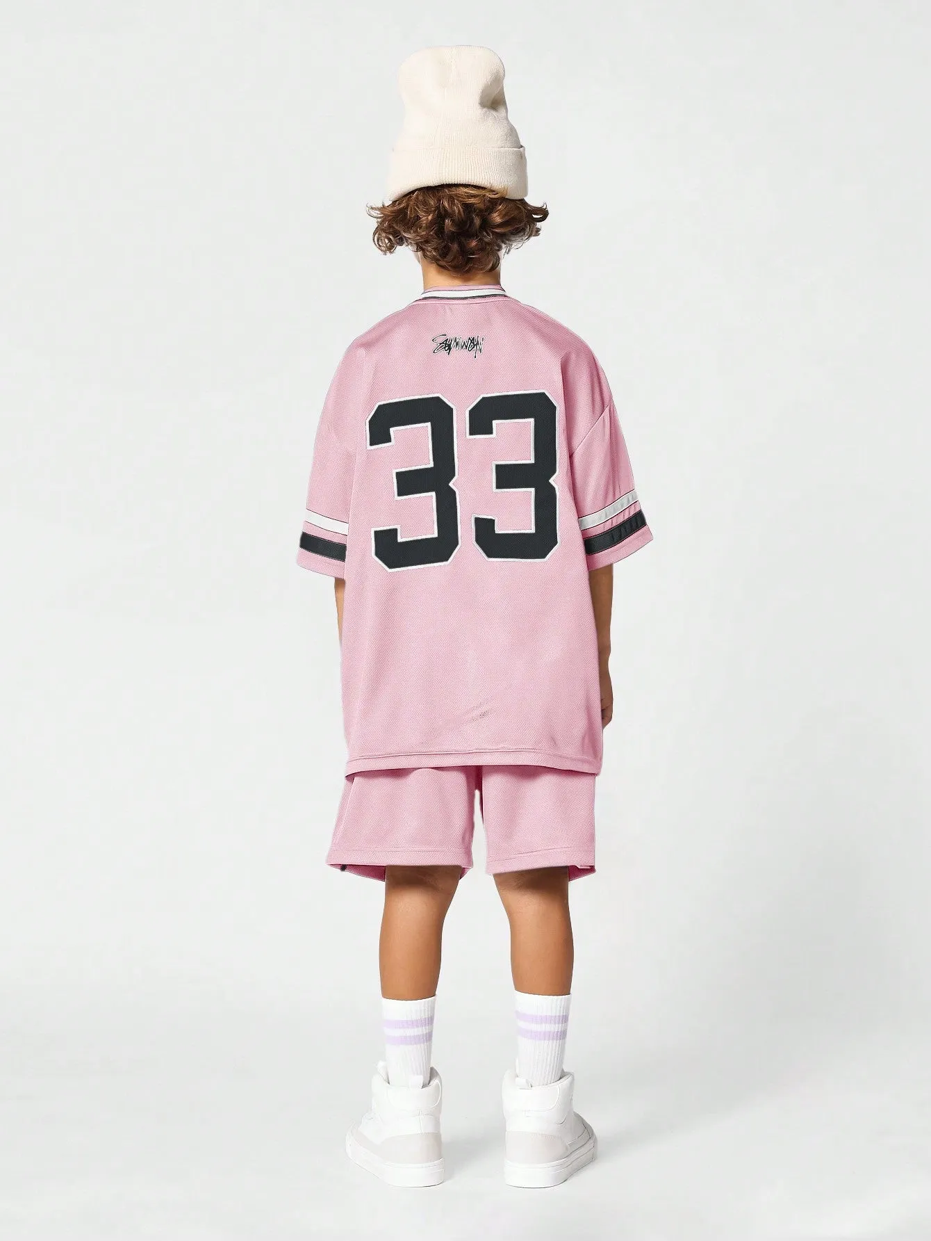 Tween Boys Oversized Fit Tee And Short With Graffiti NY Letter Graphic 2 Piece Set