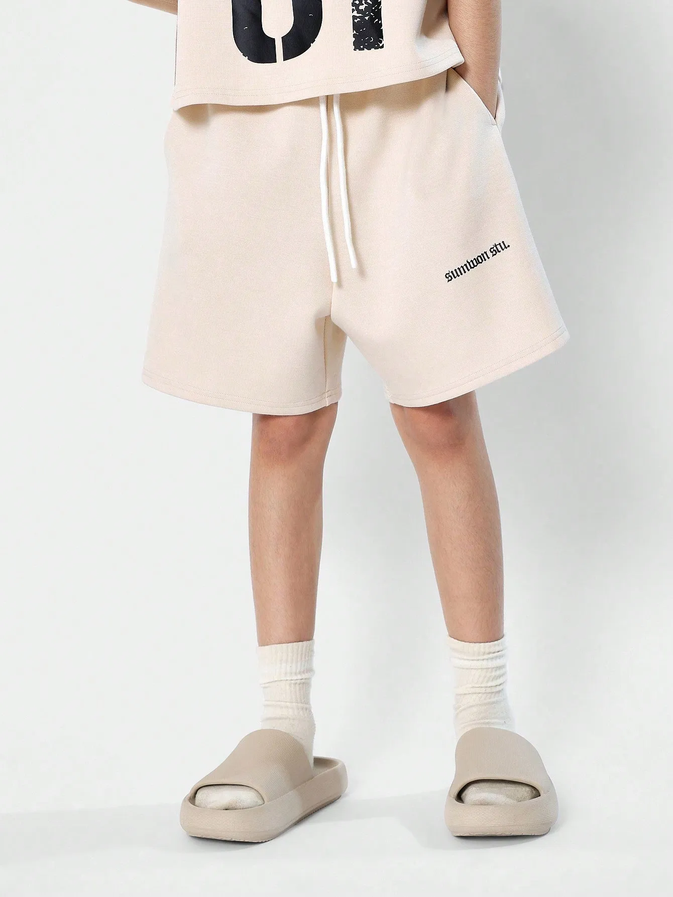 Tween Girls Boxy Fit Baller Tee And Short With Los Angeles & Number Graphic Print 2 Piece Set