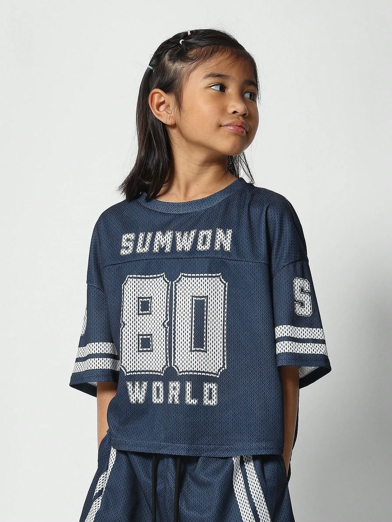 Tween Girls Mesh Baller Tee And Short With Graphic Print 2 Piece Set