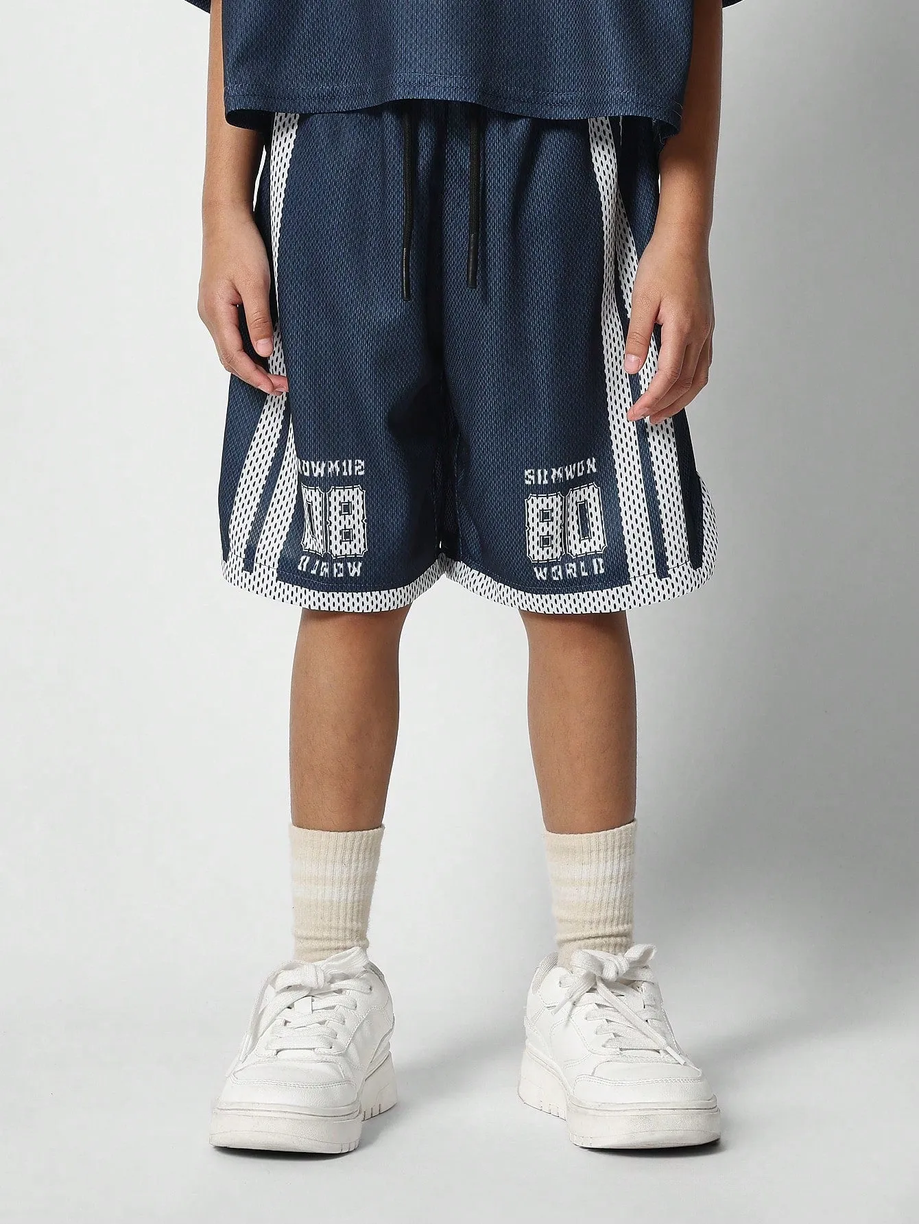 Tween Girls Mesh Baller Tee And Short With Graphic Print 2 Piece Set