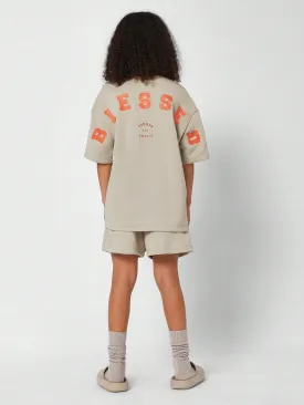 Tween Girls Oversized Fit Tee And Drop Crotch Short With Letter Graphic Print 2 Piece Set