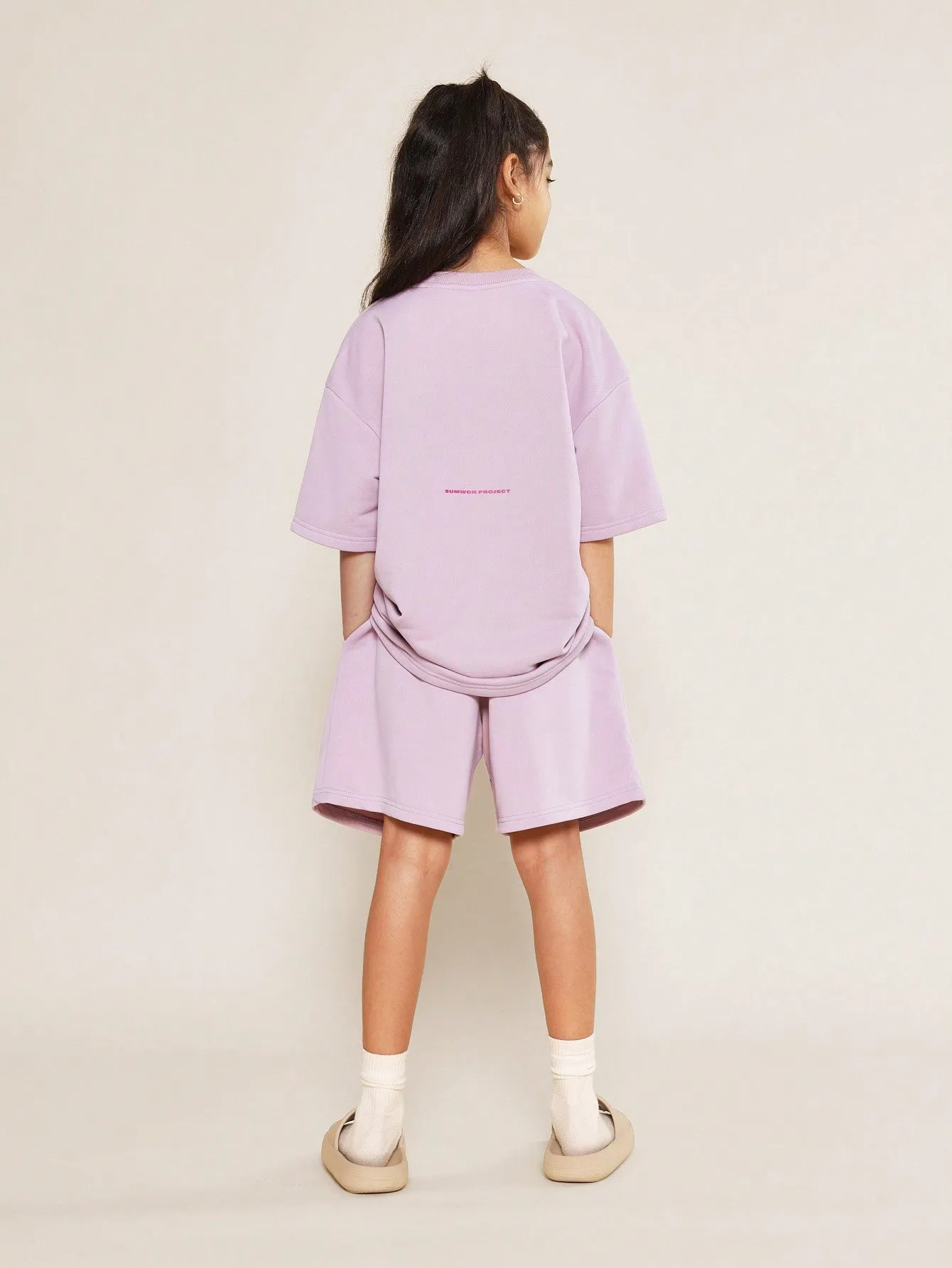 Tween Girls Oversized Tee And Short With Letter Graphic Print 2 Piece Set