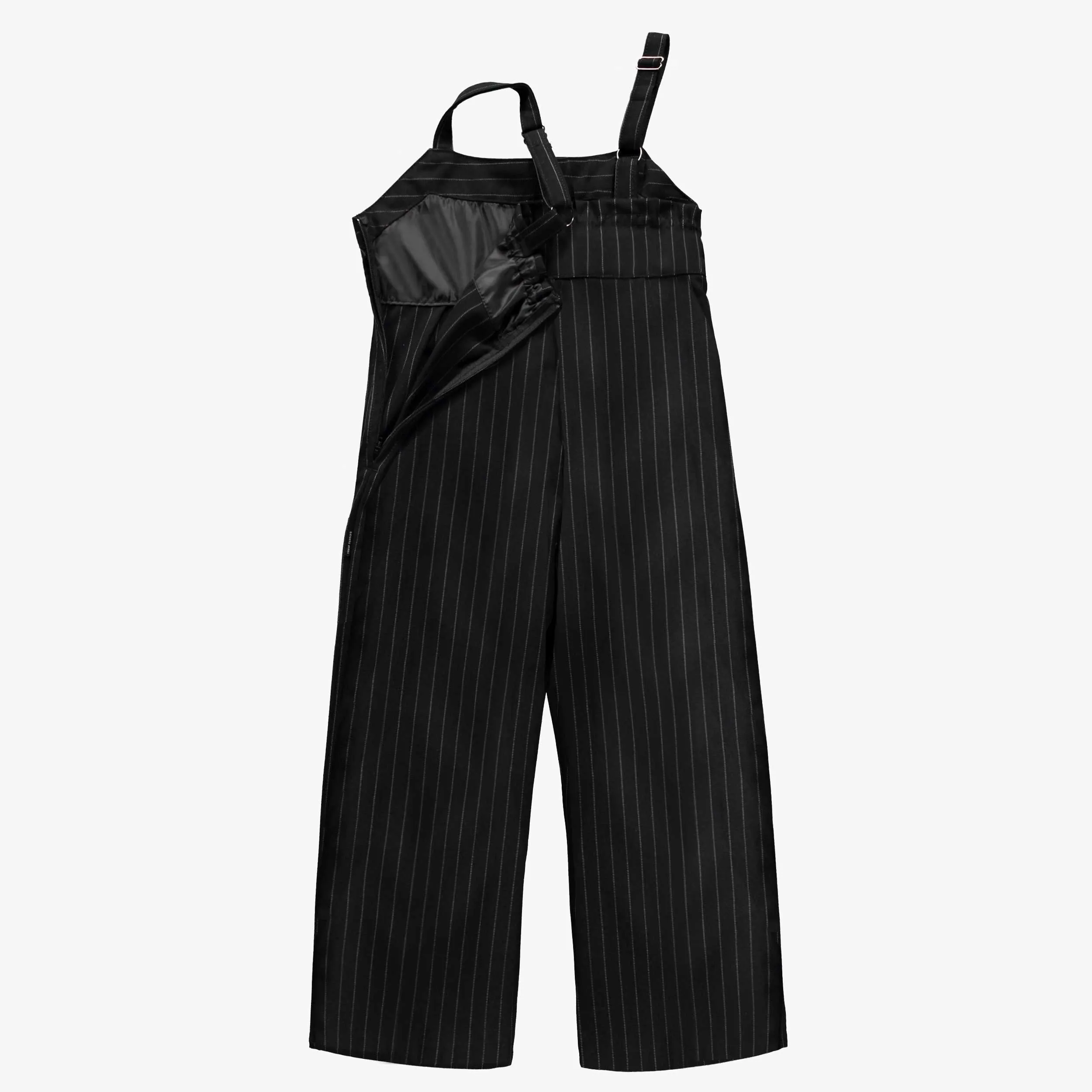 Une-pièce noir et blanc à rayures en gabardine de coton, enfant || Black and white striped one-piece in cotton gabardine, child