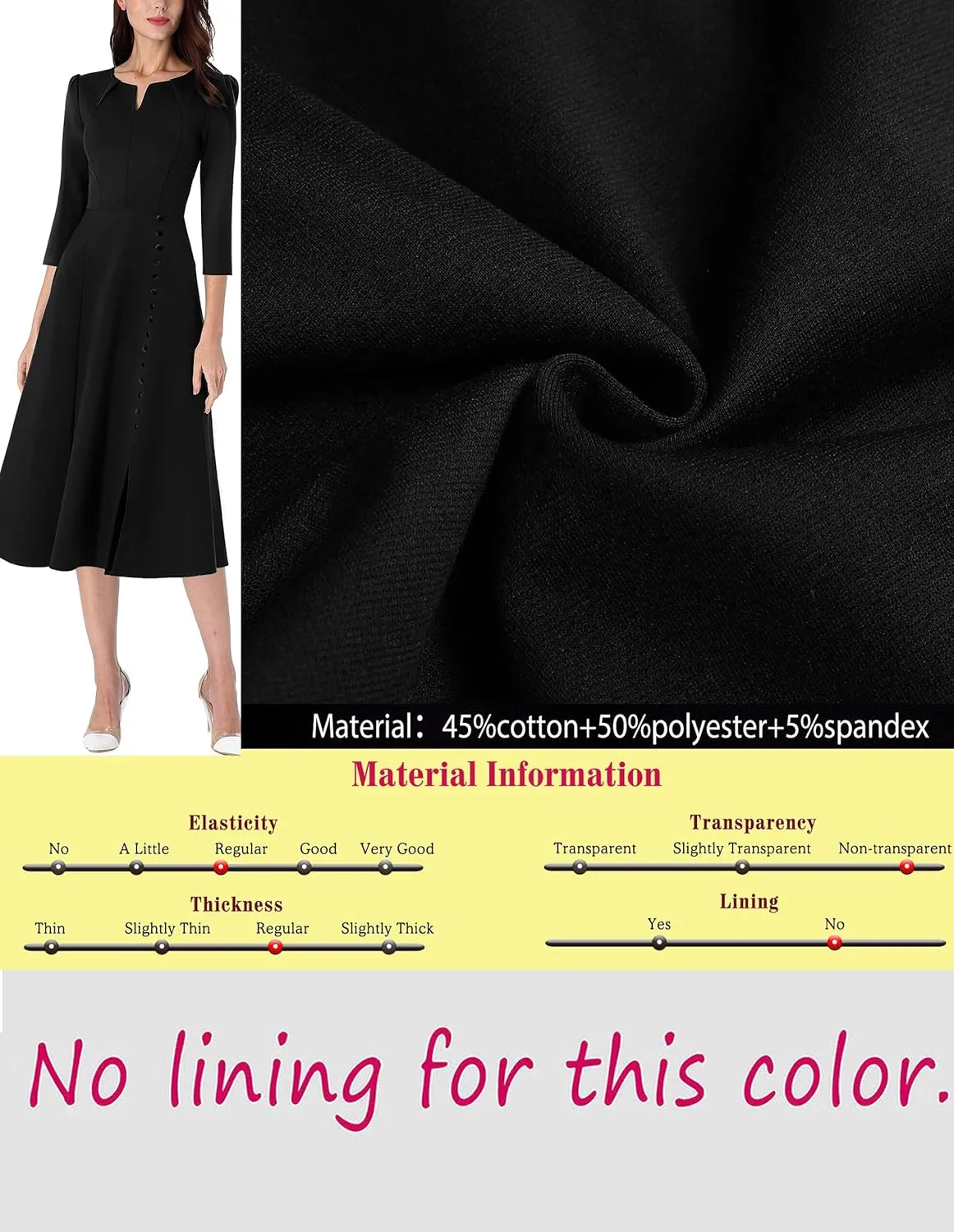 VFSHOW Womens Pleated Notch Neck Front Slit Buttons Pockets Office Business Work Slim Fit A-line Fit and Flare Midi Dress