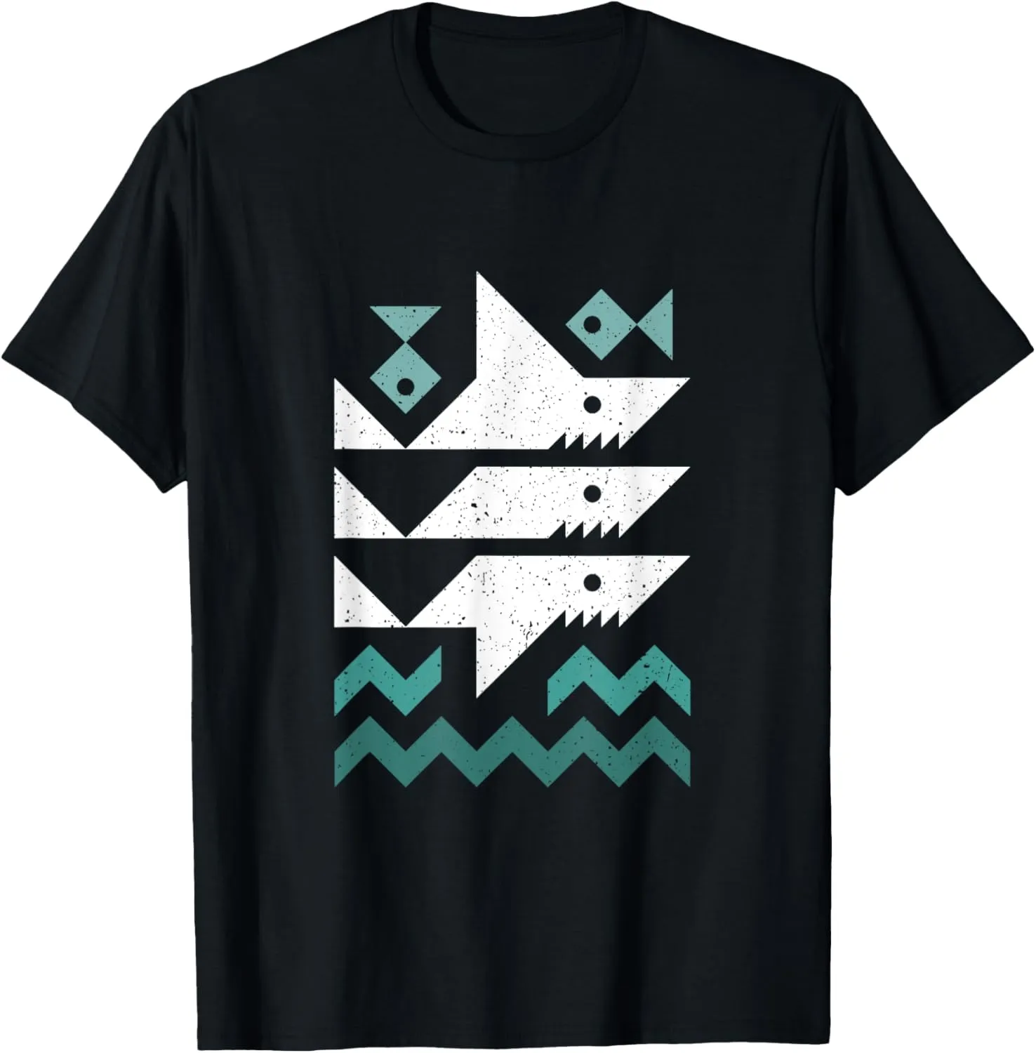 Vintage Retro Sharks And Ocean Waves Marine Biology T-Shirt