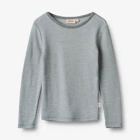 Wool T-Shirt L/S Alfie - cloudy sky stripe