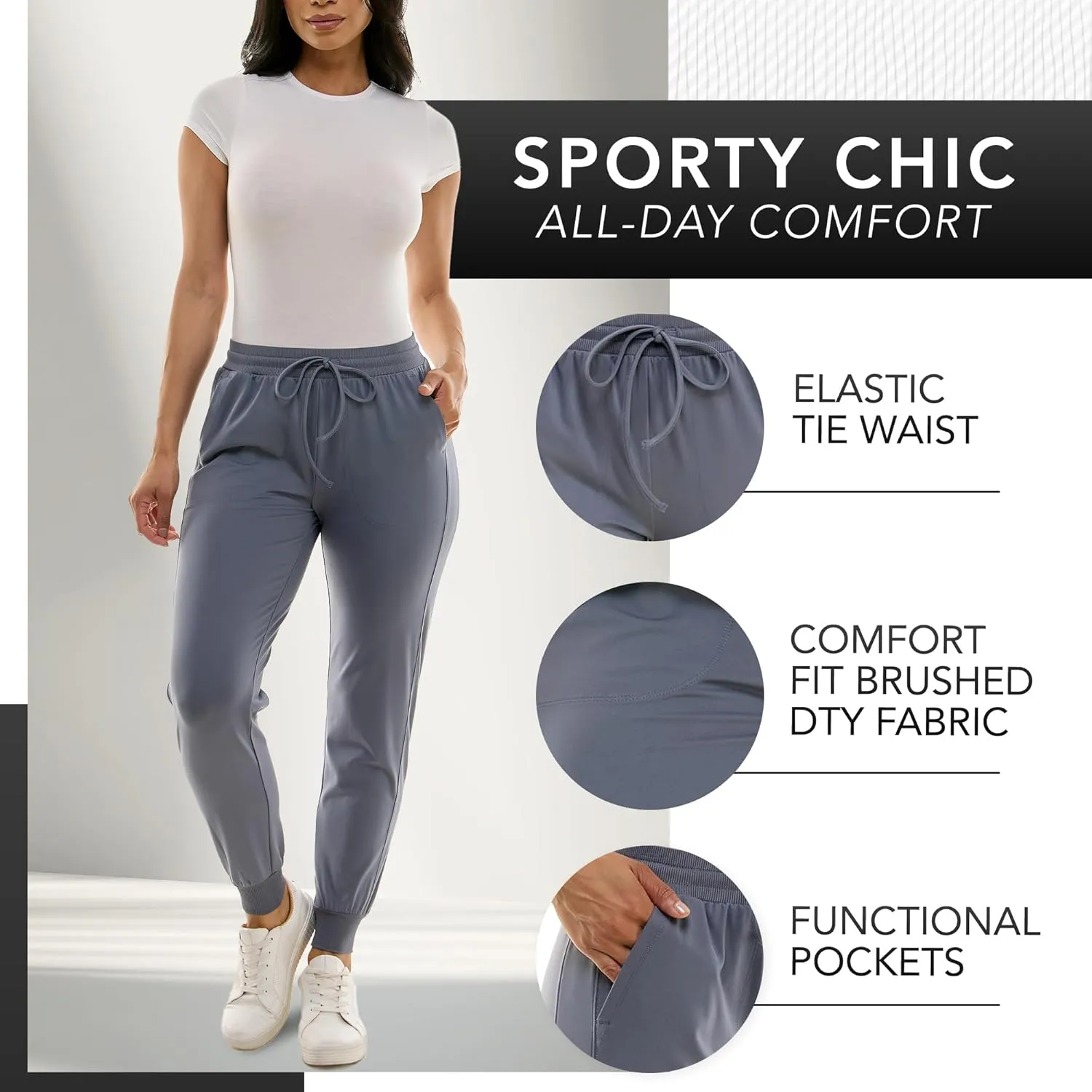 Zac & Rachel Women's Pull on Jogger Pant with Tie Front and Side Pockets